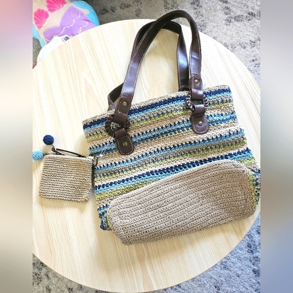 White Stag Stiped Women's Chic Crochet purse-shoulder-bags. - Picture 2 of 11